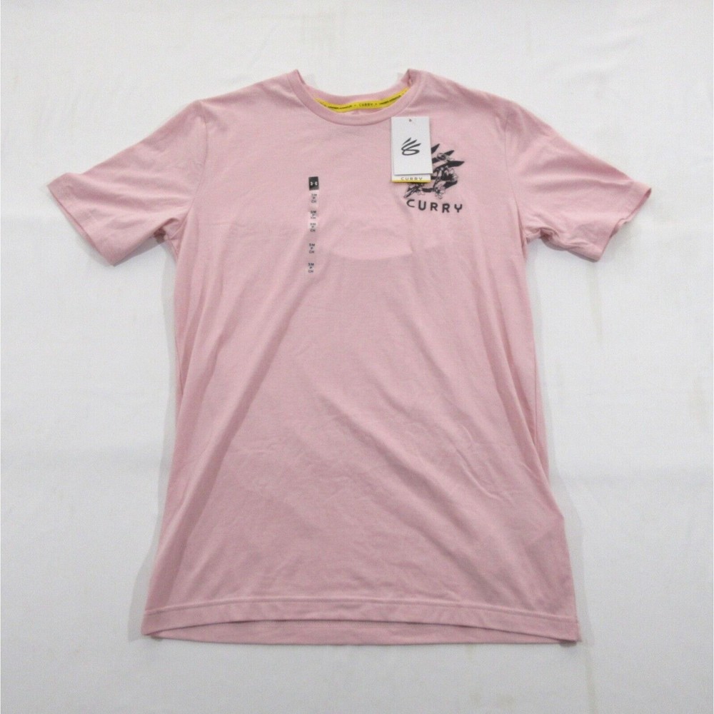 NWT UA Steph Curry Left Chest Logo Men's Sz S T-shirt Tee Pink